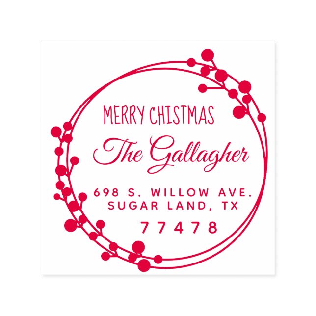 Christmas ring Merry Christmas Return Address Self-inking Stamp (Design)
