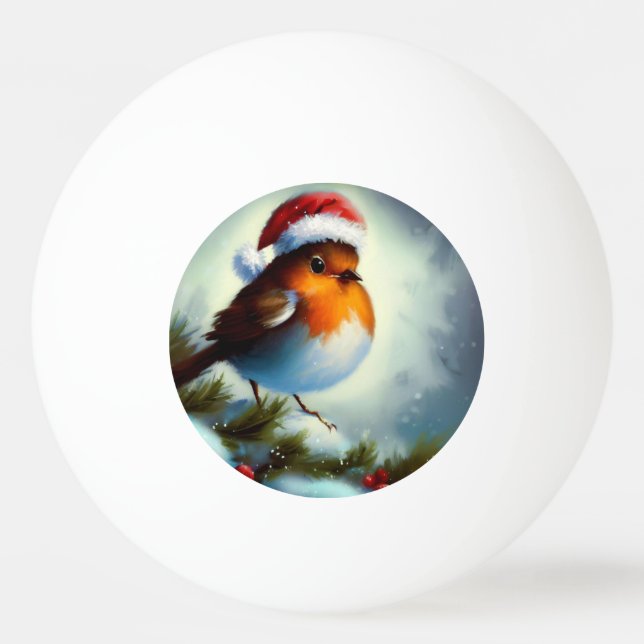 Christmas Robin (3) Ping Pong Ball (Front)