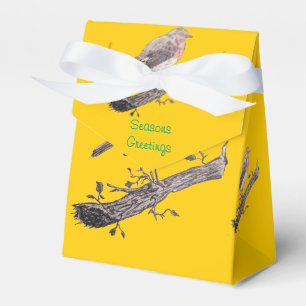 Christmas robin and ivy leaves illustration favour box