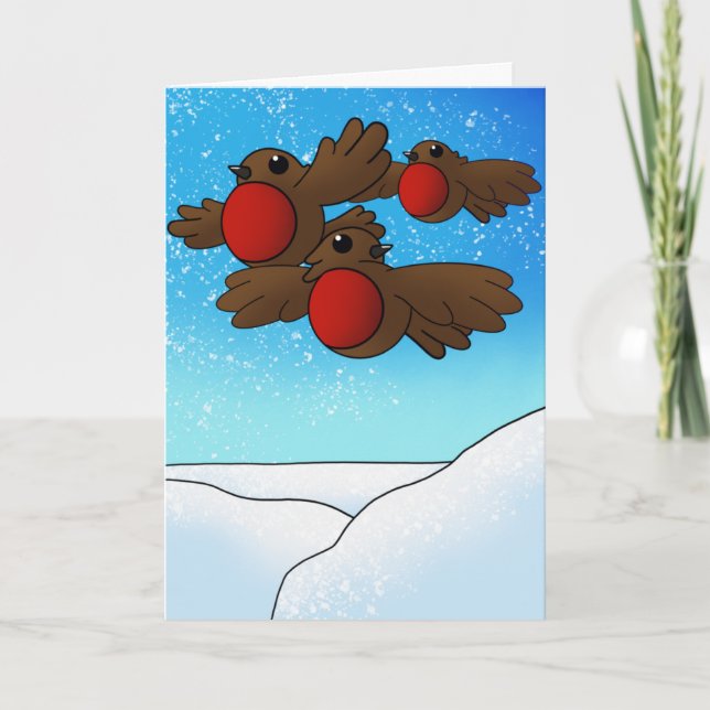 Christmas Robin Birds Card (Front)