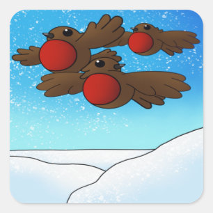 Christmas Robin Birds Square Sticker