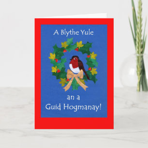 Christmas Robin Card with Scots Greeting