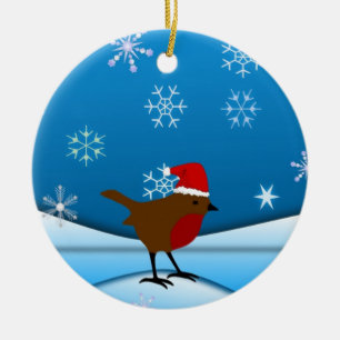 Christmas Robin Ceramic Ornament