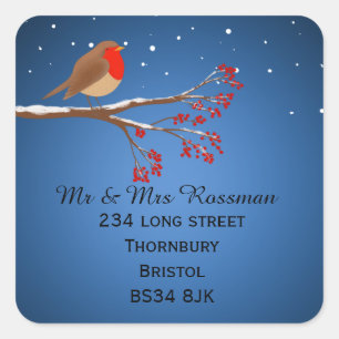 Christmas Robin Change of address sticker