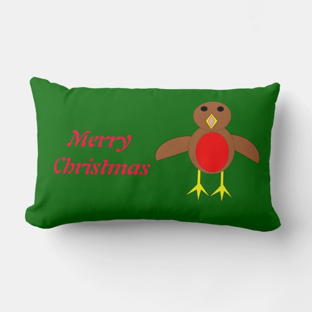 Christmas Robin Customisable Pillow (Front)