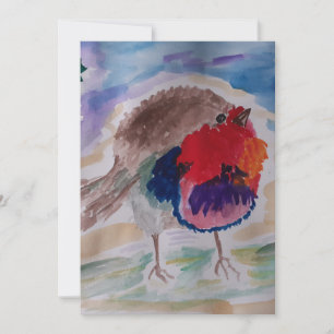 Christmas Robin Flat Christmas Card