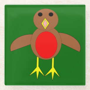 Christmas Robin Glass Coaster