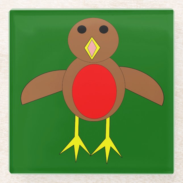 Christmas Robin Glass Coaster (Front)