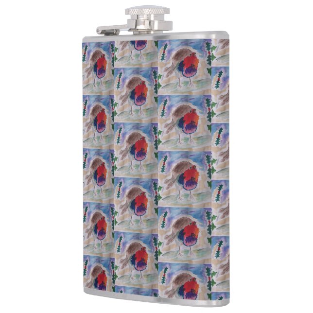 Christmas Robin  Hip Flask (Left)