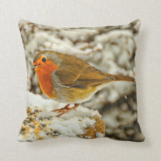 Christmas Robin in the Snow in Scotland Cushion