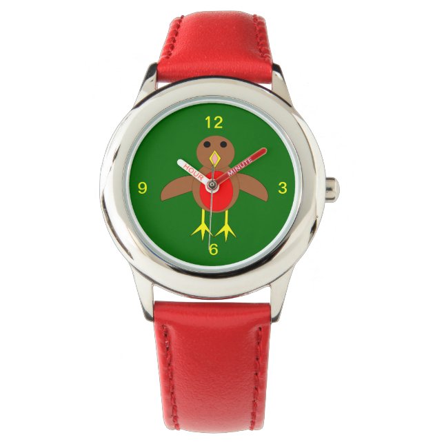 Christmas Robin Kids Watch with Numbers (Front)