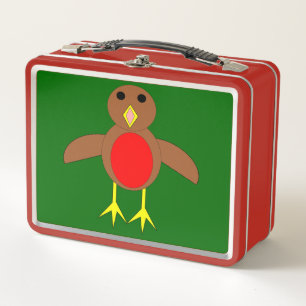 Christmas Robin Metal Lunch Box