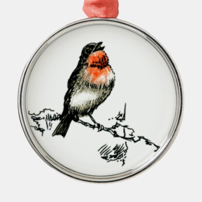 Christmas Robin Metal Ornament (Front)