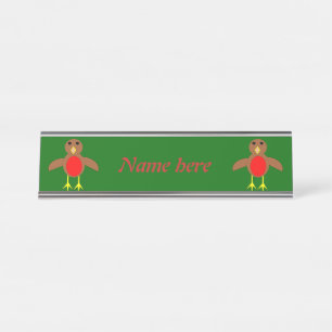 Christmas Robin Personalised Desk Name Plate