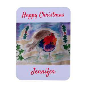 Christmas Robin Personalised Magnet