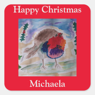 Christmas Robin Square Sticker