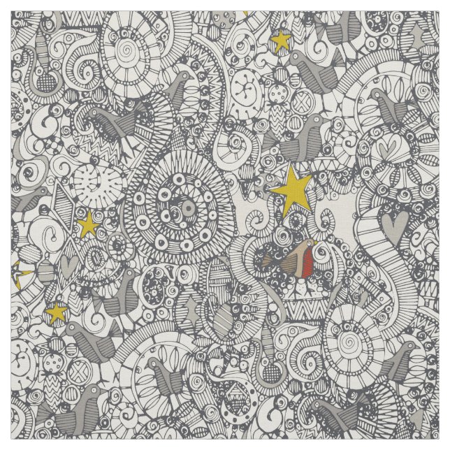 christmas robin tree fabric (Swatch)