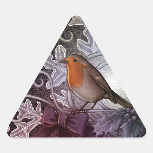 Christmas Robin Triangle Sticker (Front)