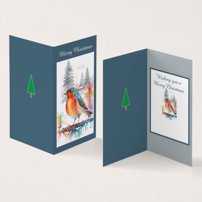 Christmas Robin Watercolor by Faye Giblin (Inside and Outside)