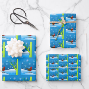 Christmas Robin Wrapping Paper Sheet