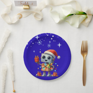 Christmas Robot Birthday Party Paper Plates