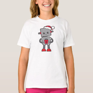 Christmas Robot, Cute Robot, Santa Hat, Gifts T-Shirt