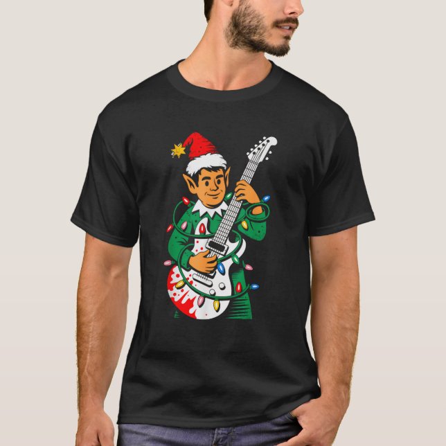 Christmas Rocker Elf Santa Rock Hand Xmas Squad Me T-Shirt (Front)