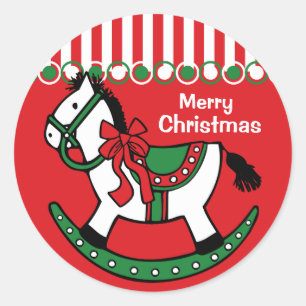 Christmas Rocking Horse Custom Classic Round Sticker