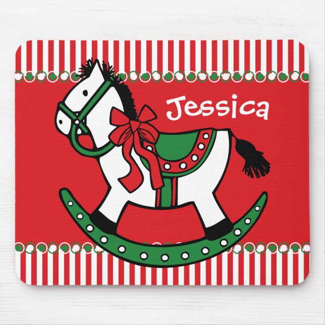 Christmas Rocking Horse Custom Mouse Pad (Front)