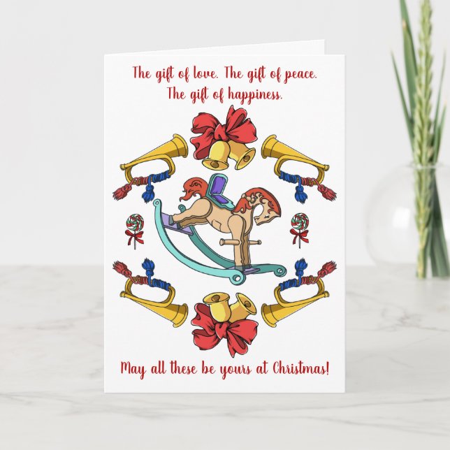 Christmas Rocking Horse Holiday Card (Front)