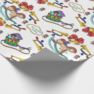 Christmas Rocking Horse Personalised Pattern Wrapping Paper