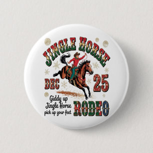 Christmas Rodeo Jingle Horse 6 Cm Round Badge