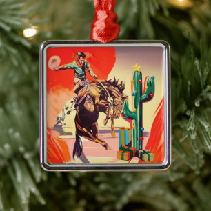 Christmas Rodeo Metal Ornament