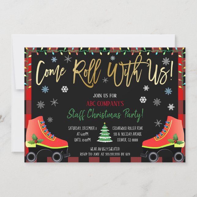 Christmas Roller Skating Party Invitation (Front)
