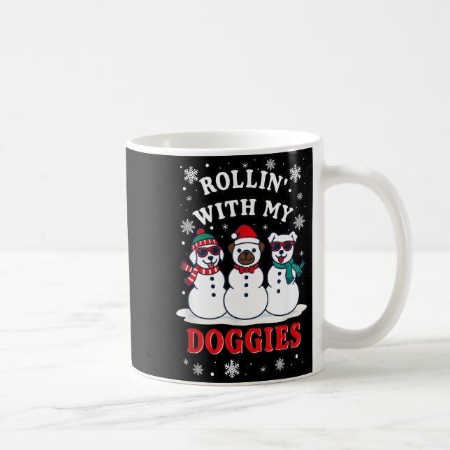 Christmas Rollin'with My Doggies Funny Gift Lover  Coffee Mug (Right)