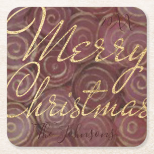 Christmas Rolls of Gold Square Paper Coaster