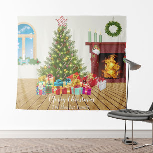 Christmas Room Holiday Photo Backdrop Tapestry
