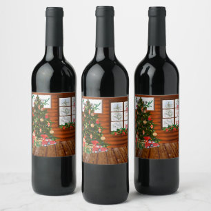 Christmas room wine label