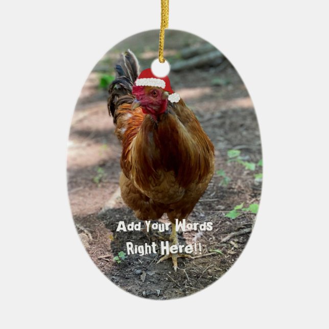 Christmas Rooster Custom Message Ornament (Front)