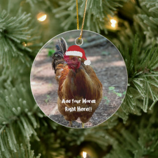 Christmas Rooster Custom Message Ornament