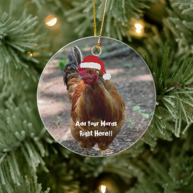 Christmas Rooster Custom Message Ornament (Tree)