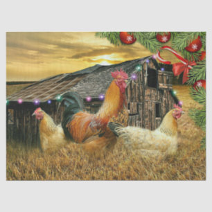 Christmas Rooster Hen Barn Coop Farm Tissue Paper