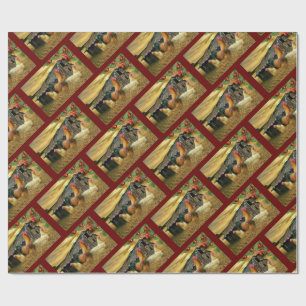 Christmas Rooster Hen Barn Coop Farm Wrapping Paper