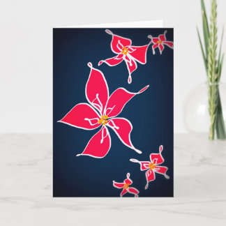 Christmas Rose - blue background Holiday Card