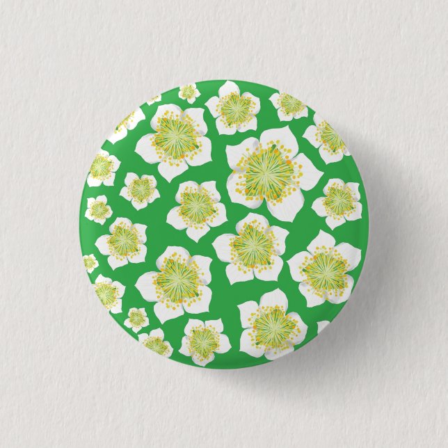 Christmas Rose  Design on  Button (Front)