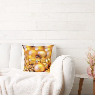 Christmas Rose Gold Baubles Cushion