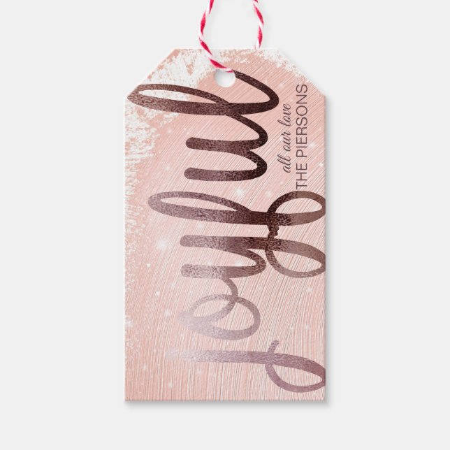 Christmas Rose Gold Joyful Gift Tags (Front)