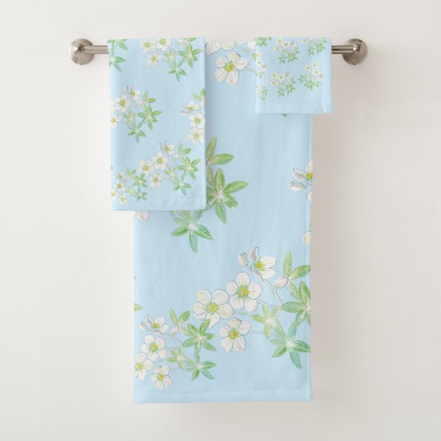 Christmas rose, Hellebore Bath Towel Set (Insitu)
