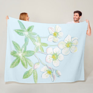 Christmas rose, Helleborus niger   Fleece Blanket