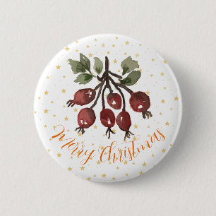 Christmas Rose Hip 6 Cm Round Badge